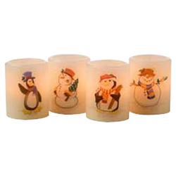 Mark Feldstein & Associate Flameless Candle 2-inch Penguin & Snowmen - Set of 4