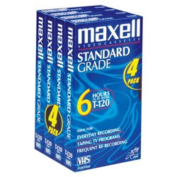 Maxell 214006 Standard Quality VHS Video Tape (6 hrs, 4-pk)