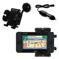 Gomadic Mio Technology C810 Flexible Auto Windshield Holder with Car Charger - Uses TipExchange