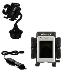 Gomadic Mio Technology H610 Auto Cup Holder with Car Charger - Uses TipExchange