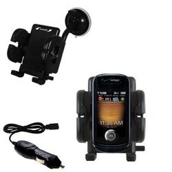 Gomadic Motorola ZN4 Flexible Auto Windshield Holder with Car Charger - Uses TipExchange