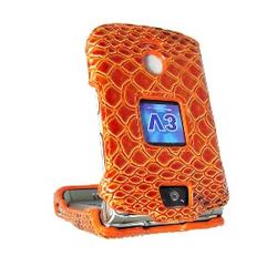 Emdcell NEW Leather Case Cover For Motorola RAZR V3 V3a V3c Orange