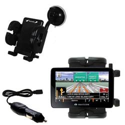 Gomadic Navigon 7200T Flexible Auto Windshield Holder with Car Charger - Uses TipExchange