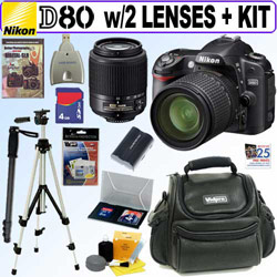 NIKON (SCANNER & DIGITAL CAMERAS) Nikon D80 10 Megapixel Digital SLR Camera with Zoom-Nikkor Lens + 4GB Deluxe Accessory Kit
