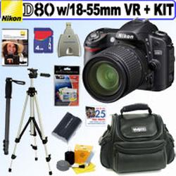 Nikon Digital Camera D80 10.2MP Kit With 18-55MM F/3.5-5.6G AF-S DX VR Nikkor Zoom Lens + 4GB