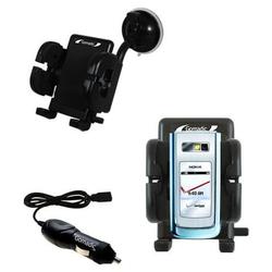 Gomadic Nokia 6205 Flexible Auto Windshield Holder with Car Charger - Uses TipExchange