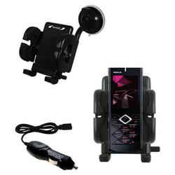 Gomadic Nokia 7900 Prism Flexible Auto Windshield Holder with Car Charger - Uses TipExchange