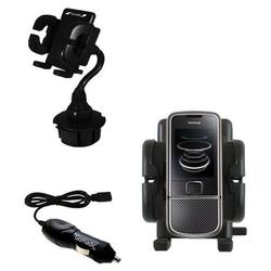 Gomadic Nokia 8800 Arte Auto Cup Holder with Car Charger - Uses TipExchange