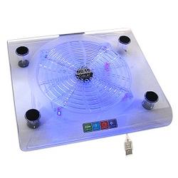Genica Notebook Cooler Pad w/1 184mm Blue LED Silent Fan (Clear)