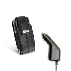 Eforcity OEM Leather Case / Car Automobile Charger For Blackberry 8100 Pearl, Bold 9000 / Motorola Q9m / Q9c
