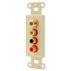 OEM Systems 4 Socket Coax Insert - RCA Coaxial, F81 Coaxial - Ivory