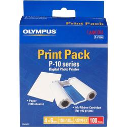 Olympus P-P100 Paper/Ribbon For P-10 and P-11 Printers - 100 Photo - Ribbon, Sheet