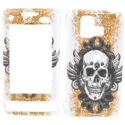 Wireless Emporium, Inc. Orange Dust w/Skull Snap-On Protector Case Faceplate for LG Dare VX9700