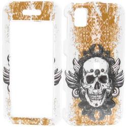 Wireless Emporium, Inc. Orange Dust w/Skull Snap-On Protector Case Faceplate for Samsung Instinct M800