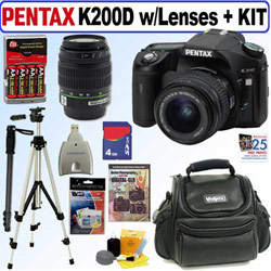 Pentax K200D 10 Megapixel Digital SLR Camera With Shake Reduction 18-55MM F/3.5-5.6 Lens and 50-200MM F/4-5.6 ED Lens & 4GB Deluxe Accessory Bundle