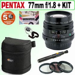 Pentax SMCP-FA 77MM F/1.8 Limited Lens + Deluxe Accessory Kit W/5 Year Extended Warranty