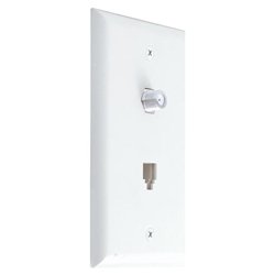 Petra PA149-6P4C/WT-1555 Modular Phone & Coaxial Wall Plate (White)