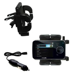 Gomadic Philips GoGear SA5247BT Auto Vent Holder with Car Charger - Uses TipExchange