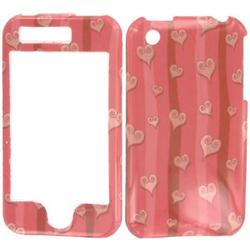 Wireless Emporium, Inc. Pink Stripes & Hearts Snap-On Protector Case Faceplate for Apple iPhone 3G