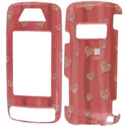 Wireless Emporium, Inc. Pink Stripes & Hearts Snap-On Protector Case Faceplate for LG Voyager VX10000