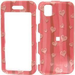 Wireless Emporium, Inc. Pink Stripes & Hearts Snap-On Protector Case Faceplate for Samsung Instinct M800
