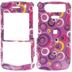 Wireless Emporium, Inc. Purple w/Circles Snap-On Protector Case for Blackberry Pearl 8110/8120/8130
