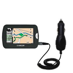 Gomadic Rapid Car / Auto Charger for the Amcor Navigation GPS 4300 - Brand w/ TipExchange Technology