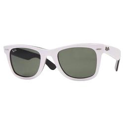 RAYBAN Ray-Ban Original Wayfarer RB2140 Sunglasses - White Frames/Green Lens