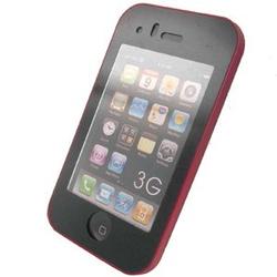 Wireless Emporium, Inc. Red Rubberized Screen Shield Protector Case for Apple iPhone 3G