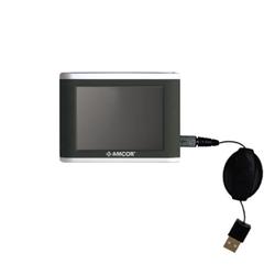 Gomadic Retractable USB Cable for the Amcor Navigation GPS 3600 3600B with Power Hot Sync and Charge capabil