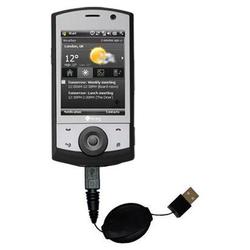 Gomadic Retractable USB Cable for the HTC Polaris with Power Hot Sync and Charge capabilities - Bran