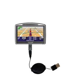 Gomadic Retractable USB Cable for the TomTom GO 630 with Power Hot Sync and Charge capabilities - Br
