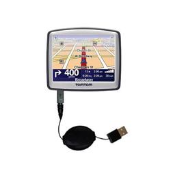 Gomadic Retractable USB Cable for the TomTom ONE 130 with Power Hot Sync and Charge capabilities - B