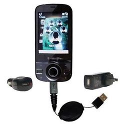 Gomadic Retractable USB Hot Sync Compact Kit with Car & Wall Charger for the HTC Shadow II - Brand w