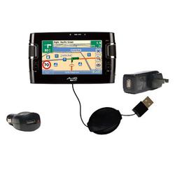 Gomadic Retractable USB Hot Sync Compact Kit with Car & Wall Charger for the Mio Technology C317 - B