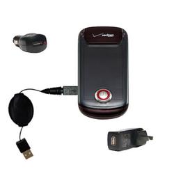 Gomadic Retractable USB Hot Sync Compact Kit with Car & Wall Charger for the Motorola Blaze - Brand