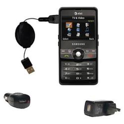 Gomadic Retractable USB Hot Sync Compact Kit with Car & Wall Charger for the Samsung Access - Brand