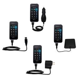 Gomadic Retractable USB Hot Sync Compact Kit with Car & Wall Charger for the Samsung SGH-F700 - Bran