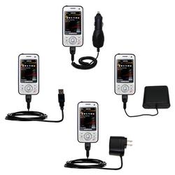 Gomadic Retractable USB Hot Sync Compact Kit with Car & Wall Charger for the Samsung SGH-i450 - Bran