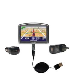 Gomadic Retractable USB Hot Sync Compact Kit with Car & Wall Charger for the TomTom GO 630 - Brand w