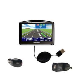 Gomadic Retractable USB Hot Sync Compact Kit with Car & Wall Charger for the TomTom Go 530 - Brand w