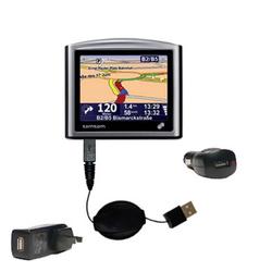 Gomadic Retractable USB Hot Sync Compact Kit with Car & Wall Charger for the TomTom ONE Regional 22 - Gomadi