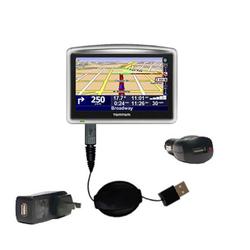 Gomadic Retractable USB Hot Sync Compact Kit with Car & Wall Charger for the TomTom XL 330 - Brand w