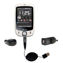 Gomadic Retractable USB Hot Sync Compact Kit with Car & Wall Charger for the Verizon XV6850 - Brand