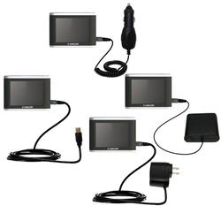 Gomadic Road Warrior Kit for the Amcor Navigation GPS 3600 3600B includes a Car & Wall Charger AND USB cable