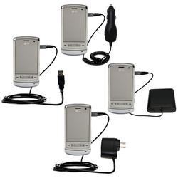 Gomadic Road Warrior Kit for the LG Shine includes a Car & Wall Charger AND USB cable AND Battery Extender -