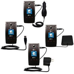 Gomadic Road Warrior Kit for the LG Wave AX380 includes a Car & Wall Charger AND USB cable AND Battery Exten