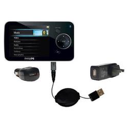 Gomadic Road Warrior Kit for the Philips GoGear 5287BT includes a Car & Wall Charger AND USB cable AND Batte