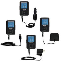 Gomadic Road Warrior Kit for the Philips GoGear SA3044 includes a Car & Wall Charger AND USB cable AND Batte