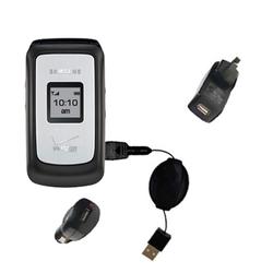Gomadic Road Warrior Kit for the Samsung Knack includes a Car & Wall Charger AND USB cable AND Battery Exten